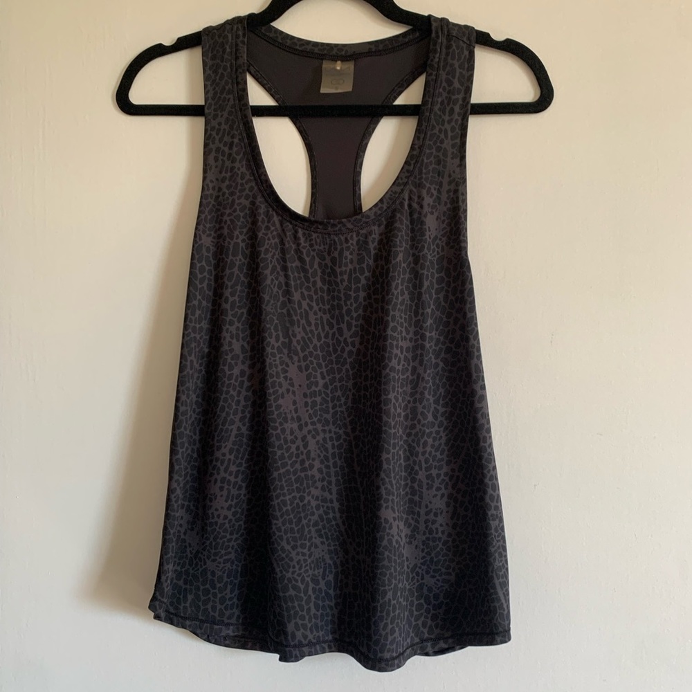 CALIA By Carrie Underwood Black/Gray Animal Print Athletic Racerback Tank Top